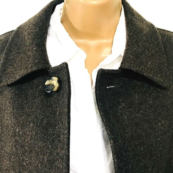 London Fog Wool Pea Coat Jacket Brown Lined M 40 42 Unisex - Picture 10 of 12